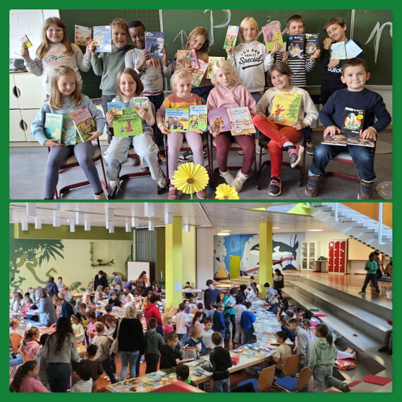 Freudige Gesichter nach dem Bücherflohmarkt